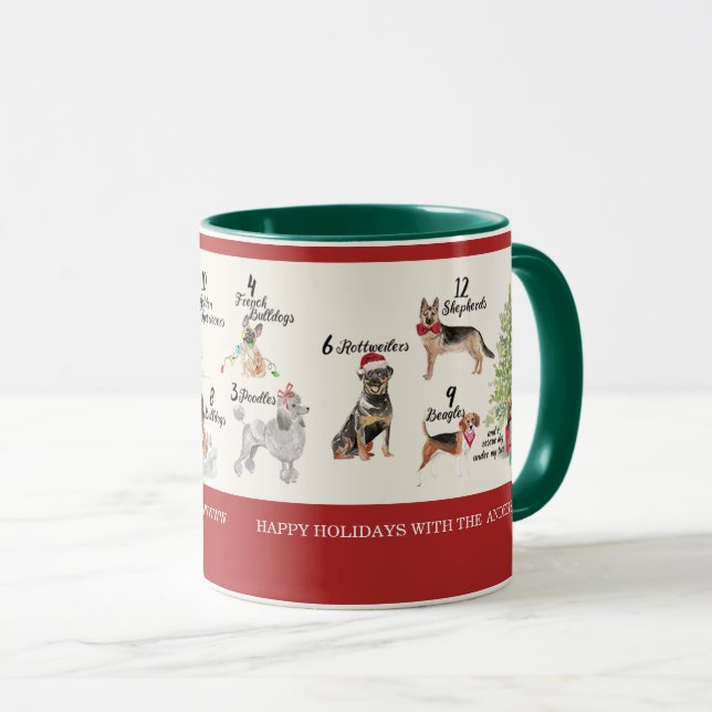 Mug 12 chiens des andouillers d'écharpes de casquettes (Devant droit)