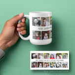 Mug 12 Collage Instagram avec une ligne de texte<br><div class="desc">Un simple collage photo avec 12 photos et une ligne de texte au milieu. Ajoutez vos photos préférées à ce modèle amusant. Vous pouvez utiliser des photos Instagram ou n'importe quelle photo pour cette grille. Ceci est configuré pour 12 photos et une zone pour ajouter une ligne de texte.</div>