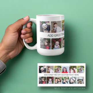 Mug 12 Collage Instagram avec une ligne de texte