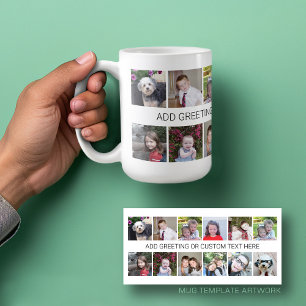 Mug 12 Collage Instagram avec une ligne de texte