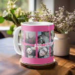 Mug 12 Collage photo avec Arrière - plan rose<br><div class="desc">Ajoutez vos photos préférées à ce modèle amusant. Vous pouvez utiliser des photos Instagram ou n'importe quelle photo pour cette grille.</div>