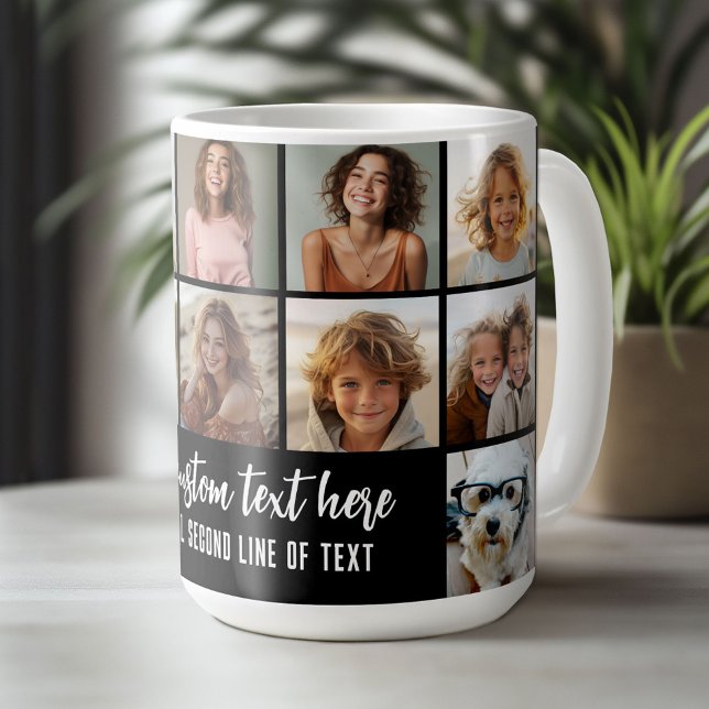 Mug 12 Grille de collage photo - 2 Zones de texte - no (Custom Photo Mug)