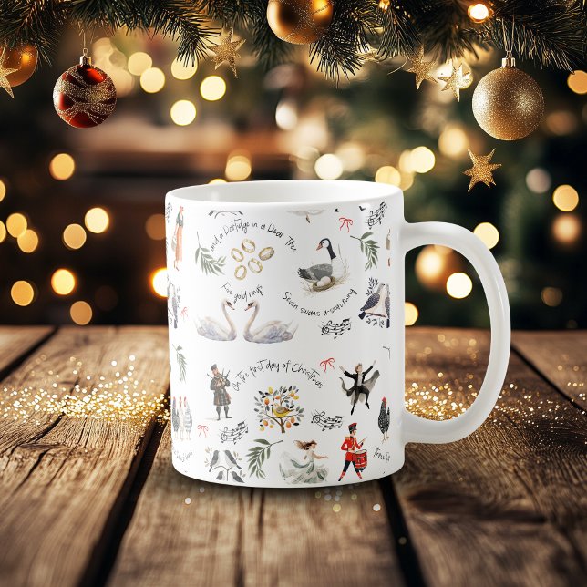 Mug 12 Jours de Noël Vintage (Twelve days of Christmas vintage holiday mug
)