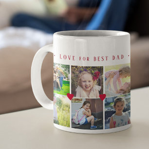 Mug 12 photo collage LOVE pour BEST DAD écriture rouge