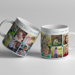 Mug 12 photo collage LOVE pour BEST GRANDMA sage vert