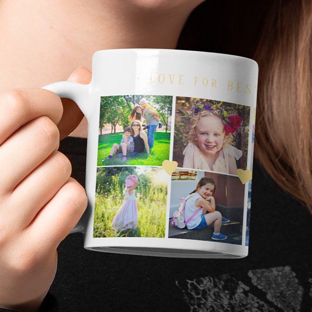 Mug 12 photo collage LOVE pour BEST MOM coeurs jaunes (Créateur téléchargé)