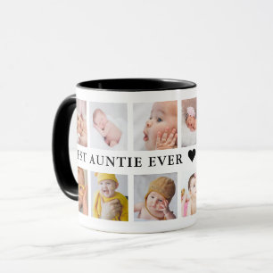 Mug 12 Photo Collage Rose Meilleure Tante Jamais Noir 