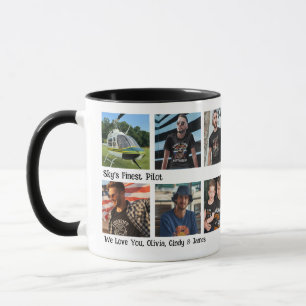 Mug 12 photos 'Meilleur pilote du ciel' Collage Modern