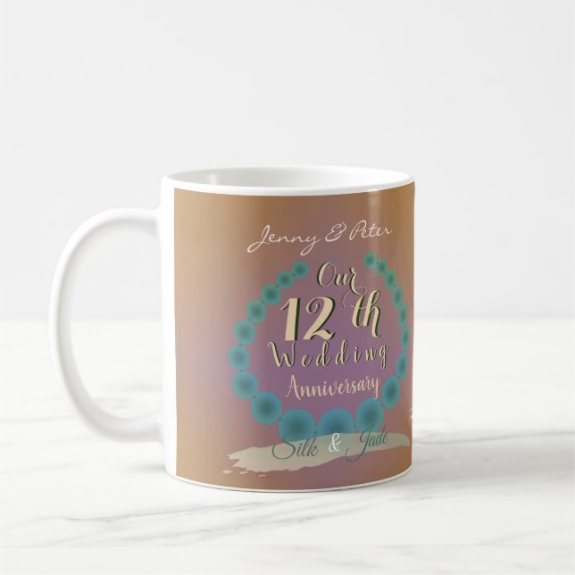 Mug 12e anniversaire Mariage Soie & Jade (Gauche)