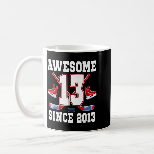 Mug 13 Ans Incroyable Depuis Anniversaire Thème Hockey (Gauche)