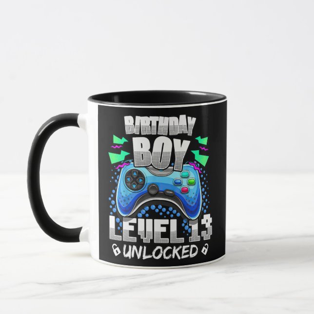 Mug 13th Birthday Gift Gamer Boys Level 13 Unlocked (Gauche)