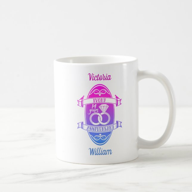 Mug 14 ans ivoire traditionnel 14e anniversaire de mar (Droite)