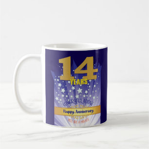 Mug 14e anniversaire de rétablissement personnalisé av