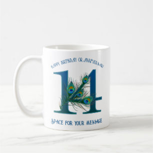 Mug 14e anniversaire personnalisable avec plume de pao