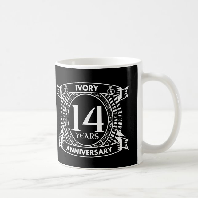 Mug 14ème anniversaire de mariage en ivoire (Droite)