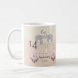 Mug 14ème anniversaire du Mariage ivoirien Eléphants &<br><div class="desc">Vous cherchez la bonne tasse du 14e anniversaire du mariage? Alors, mes éléphants et mes opales illustrés d'origine pourraient être juste la chose. S'il y a un symbole que vous aimeriez voir illustré sur mesure pour ce cadeau spécial, je suis disponible pour faire exactement cela. Envoyez-moi un message et je...</div>