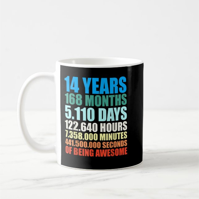 Mug 14th Birthday Gift Boys 14s Years Beings Awesome (Gauche)