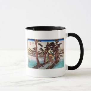 Mug 15. 吉 原 宿, 重 Yoshiwara-juku, Hiroshige, Ukiyo-e, 広