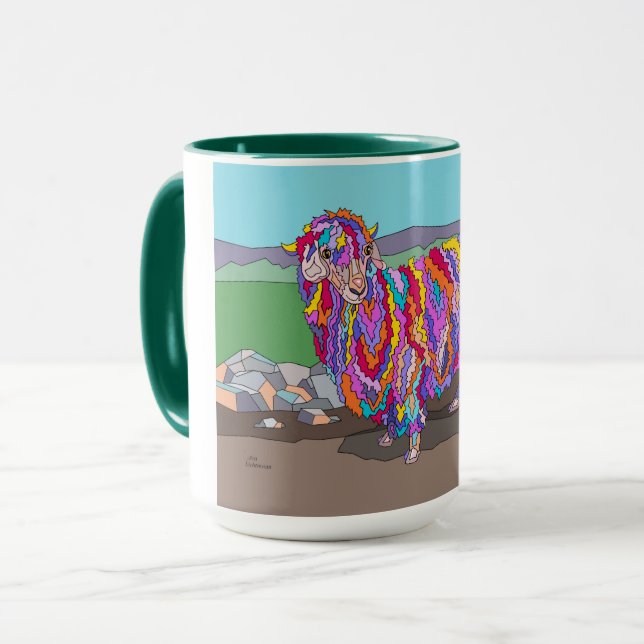Mug 15 oz de muscade, bélier Angora (Devant gauche)
