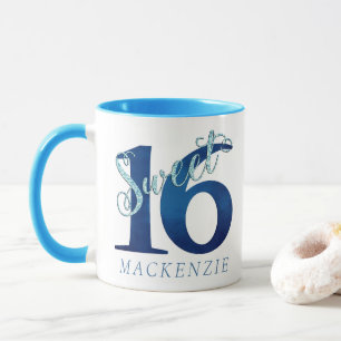 Mug 16 ans   Glitzy Blue Glam Nom de la typographie