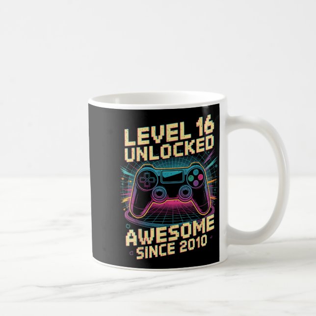 Mug 16 Year Old Boy Level 16 Gamer 2010 16th Birthday  (Droite)