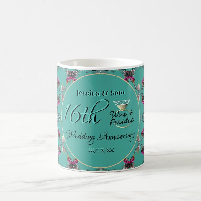 Mug 16e anniversaire du Mariage Bougies et fleur de St (Centre)