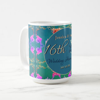 Mug 16e anniversaire Mariage Cire, Statice & Peridot