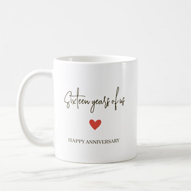Mug 16e Anniversaire – Seize Ans Ensemble (Gauche)