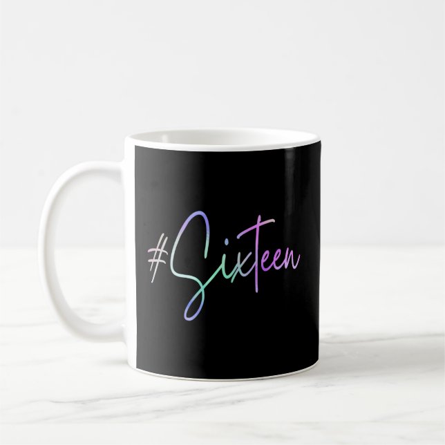 Mug 16E Hashtag Milestone Sweet 16 Seize (Gauche)