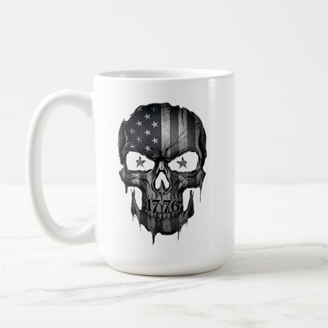 Mug 1776 American Flag Patriot Skull USA 250th (Gauche)