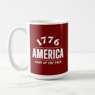 MUG 1776 AMÉRIQUE TERRE DE LIBERTÉ 4 JUILLET LIBERTÉ
