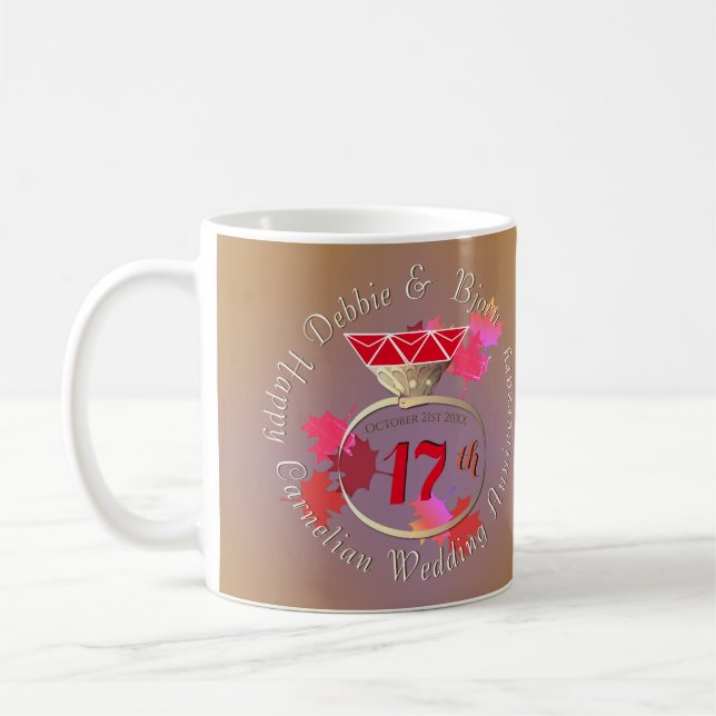 Mug 17e anniversaire Mariage Anniversaire Carnelian Ba (Gauche)