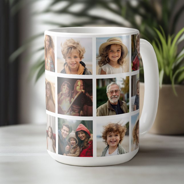 Mug 18 Grille de collage de photos - Galerie de famill (Custom Photo Mug)