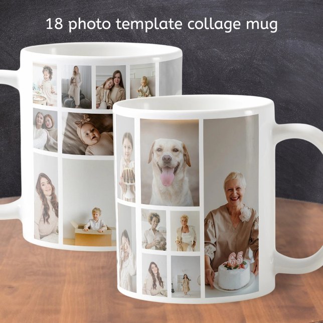 Mug 18 Photo Collage famille personnalisée (18 Photo Collage Family Personalized Coffee Mug from Ricaso. 
Make your own photo gifts. )