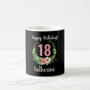 Mug 18e anniversaire Blush Pink Floral Name Co