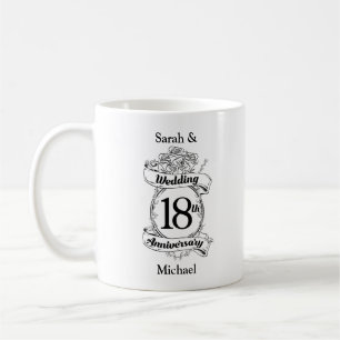 Mug 18e anniversaire du Mariage Roses noires et blanch