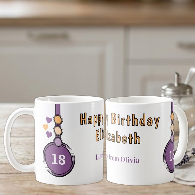 Mug 18e anniversaire nom violet orange (Créateur téléchargé)