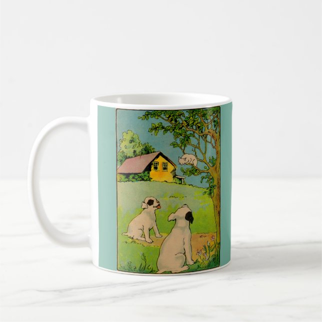 Mug 1914 deux chiens et un petit chat blanc (Gauche)