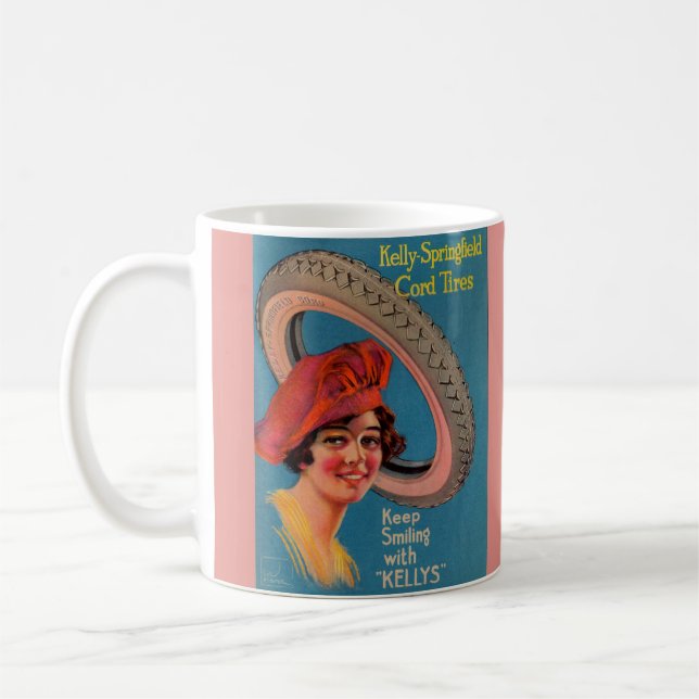 Mug 1918 Kelly Springfield pneus et Keep Smiling (Gauche)