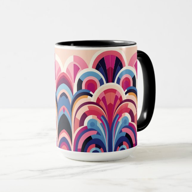 Mug 1920 Art déco rétro rose, violet, bleu moderne (Devant droit)