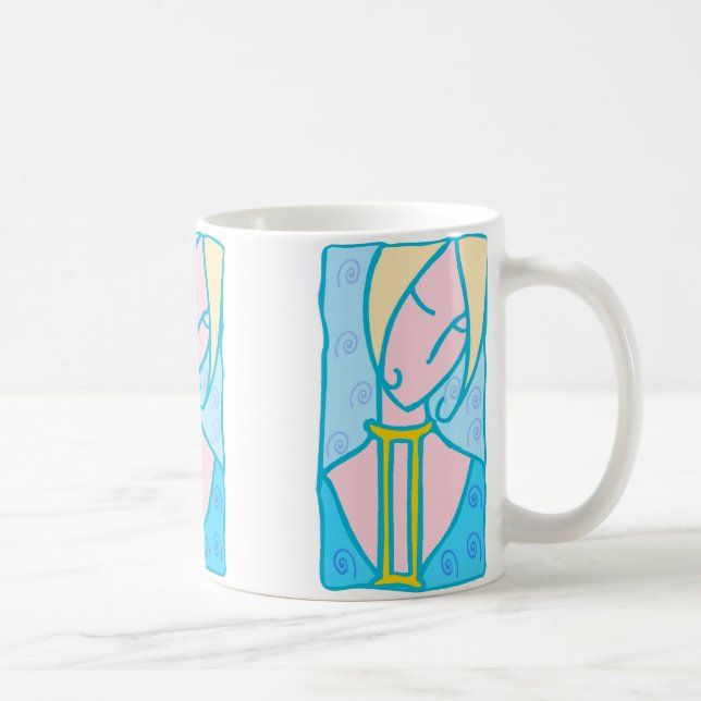 Mug 1920 Femme Gemini en bleu avec symbole (Droite)