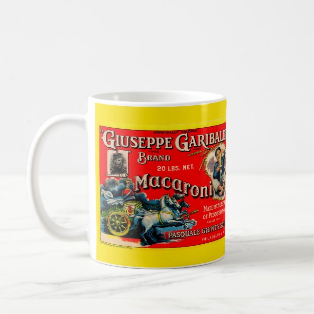 Mug 1920 Giuseppe Garibaldi macaroni étiquette (Gauche)