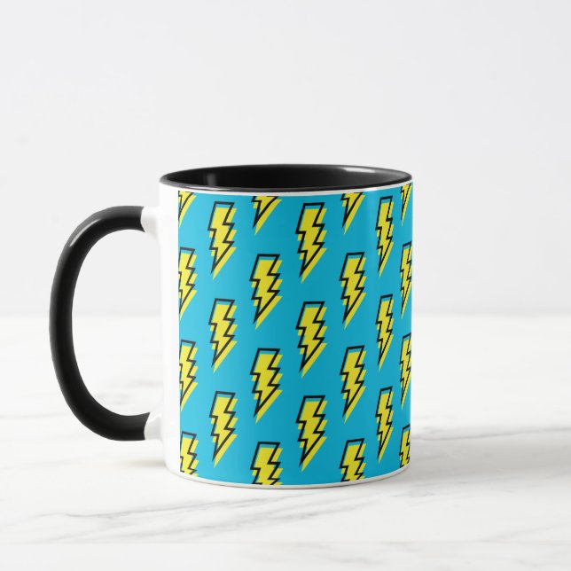 Mug 1980/1990 Neon Blue Yellow Lightning Motif (Gauche)
