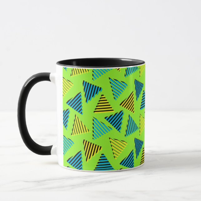 Mug 1980/90 Retro Neon Green Triangles Motif (Gauche)