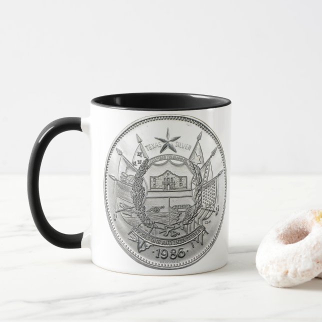 Mug 1986 L'État du Texas Rondelle d'Argent  (Avec donut)