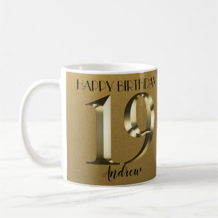 Mug 19e anniversaire d'or métallique