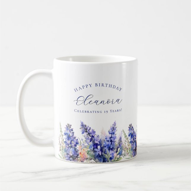 Mug 19e anniversaire Juillet Cadeau Fleur de naissance (Gauche)