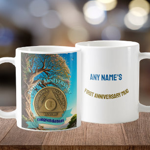 Mug 1 an ARBRE DE VIE Pièce personnalisée AA