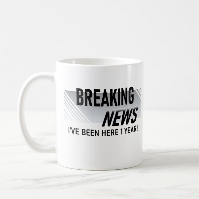 Mug 1 an d'anniversaire de travail Nouvelles de derniè (Gauche)
