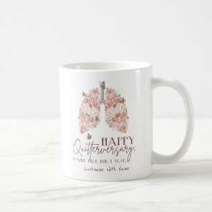 Mug 1 an sans fumée avec poumons de fleurs roses